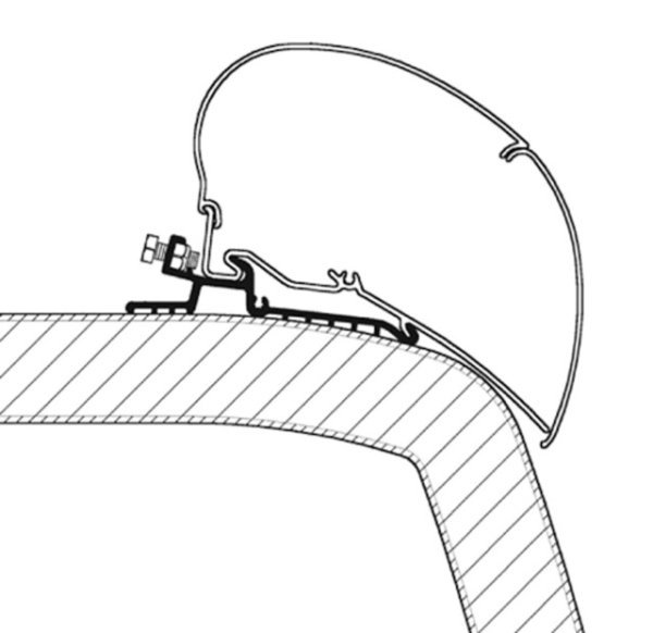 Adapter rail 500 cm for Thule Omnistor roof awning Series 6 / 9 Hymer SX