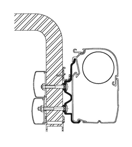 Adapterschiene 450 cm zu Wandmarkise Thule Omnistor Serie 5 / 8 Hymer Camp bis 2011