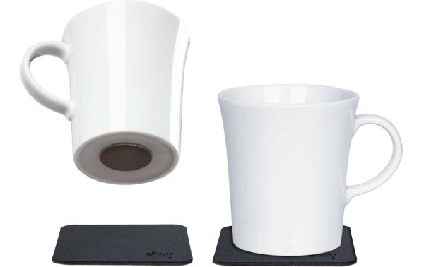 Tasse à anse magn. silwy porcelaine, lot de 2, blanc avec pads en gel nano-métal BLACK