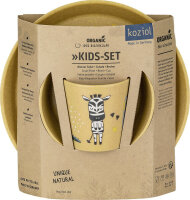 Geschirrset koziol CONNECT ZOO 3er-Set Kleiner Teller+Schale+Becher Farbe nature wood