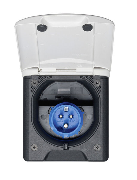 Einspeisungsstecker CEE17 ABL mit Magnetdeckel Farbe weiß