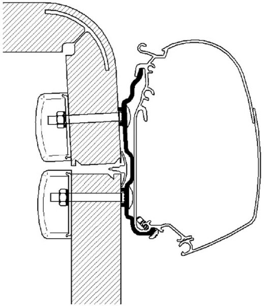 Rail adaptateur 600 cm pour Store mural Thule Omnistor Série 5 / 8 Hymer Exsis Camp 2016 àpd 2012