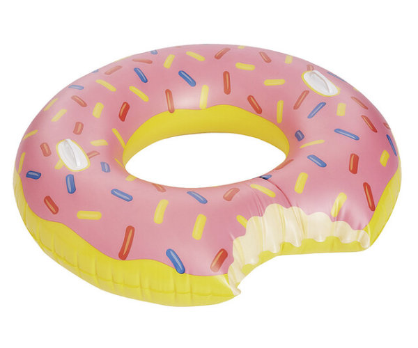 Swim ring Happy People Donut XXL with handle Colour multicoloured