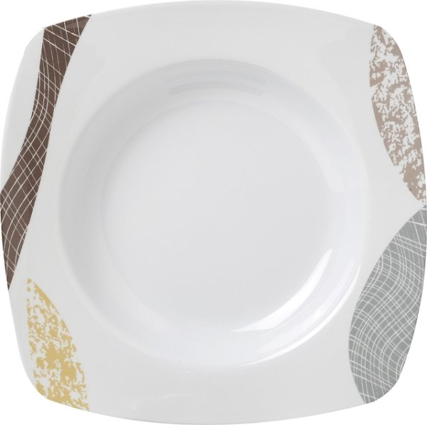 Brunner melamine soup plate Khadi 22 x 22 cm Col. white/brown