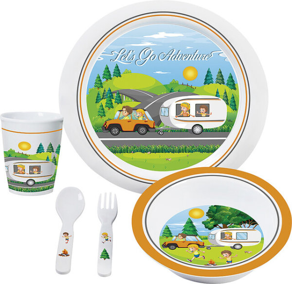 Crockery set melamine BRUNNER Lets go Adventure Colour white / multi