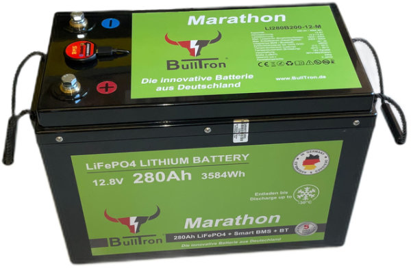Batterie BullTron Marathon Polar 280 Ah LiFePO4 12,8 V Akku mit Smart BMS, Bluetooth App, akt. Balancer und Heizung