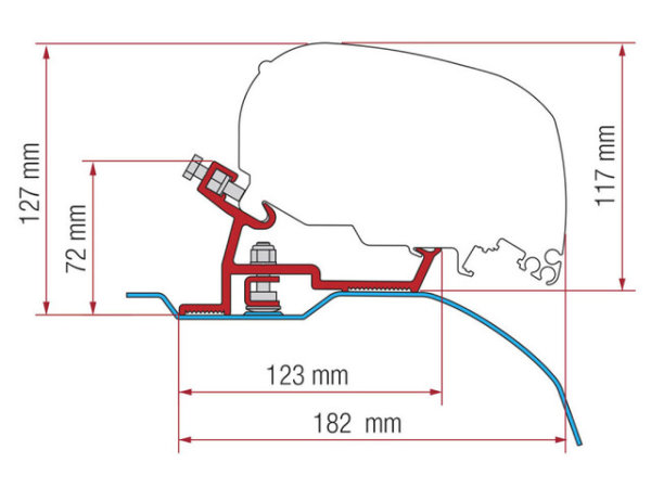 Adapter kit Fiamma Multi for F80/ F65 Fiat Ducato/ Citroen Jumper, Peugeot Boxer H2 from 2006 aluminium