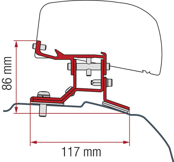 Adapter Fiamma 2-tlg. Ford Custom L1 ab 2012 für F40van Rechtslenker