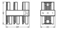 Distributor 3-way WAGO 3-pin coding A, 1 input, 3 outputs...