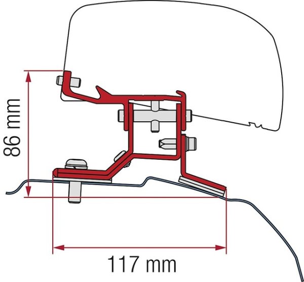 Adapter Fiamma 2-tlg. Ford Custom L2 ab 2012 für F40van Links- und Rechtslenker