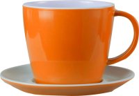 Tasse avec soucoupe mélamine 250 ml orange