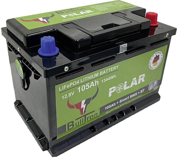 Batterie BullTron Polar 105 Ah LiFePO4 12,8 V Akku mit Smart BMS, Bluetooth App, aktiver Balancer und Heizung