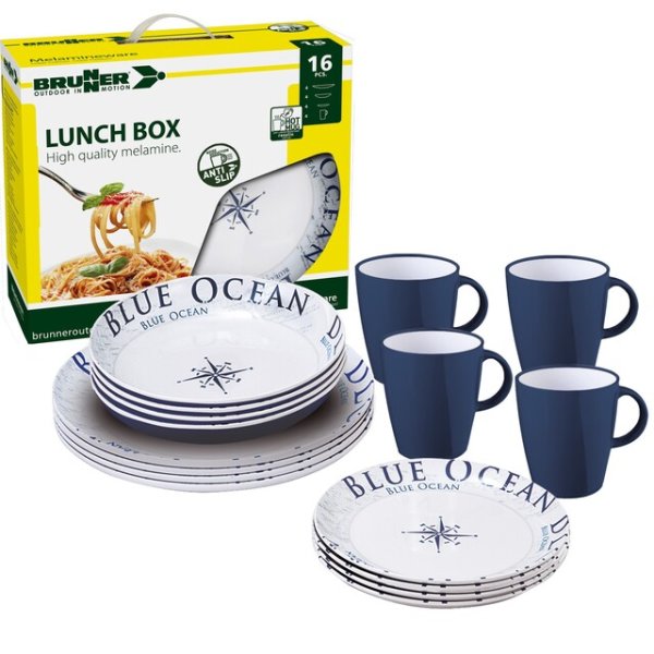 Lunch Box Seasons en mélamine 16 pièces. Blue ocean