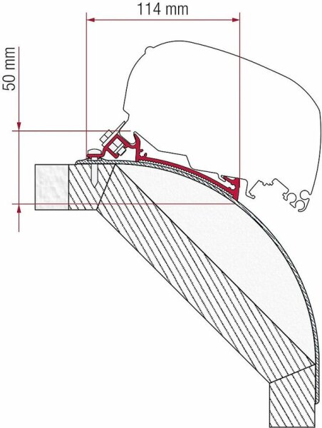 Adapter kit 3-part for Fiamma roof awning F5 S / F65 L Laika Kreos from 2005