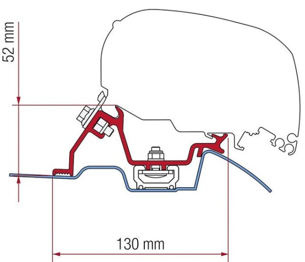 Adapterkit 3-tlg. zu Dachmarkise Fiamma F65 S / F65 L Mercedes Sprinte ab 06/2006 mit Roof Rail