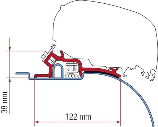 Adapter kit 2-part for Fiamma roof awning F65 S / F65 L Ducato / Jumper Boxer High Roof 1994-06/2006