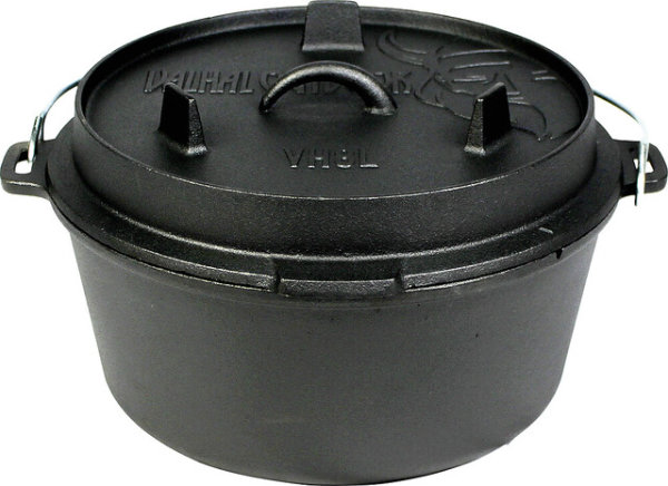 Marmite Dutch Oven VALHAL OUTDOOR en fonte fond plat 8 l