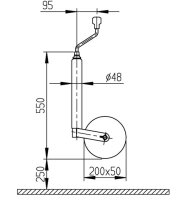 Stützrad Al-Ko Plus 200 x 50 mm Vollgummi/Blechfelge