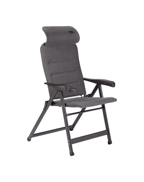 Fauteuil pliable CRESPO compact, 7 positions tissu élégant et naturel gris