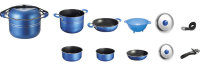 Batterie de cuisson Alu 9 Diam. 24cm Coul. Bleu noir