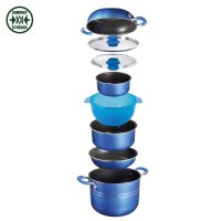 Batterie de cuisson Alu 9 Diam. 24cm Coul. Bleu noir