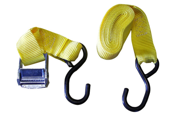 Lashing strap heusser products with clamp lock 300 cm load 200 kg Content: 1 piece, col. yellow