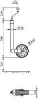 Jockey wheel KNOTT w/ towbar load control & plastic rim