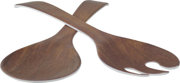 Couverts à salade en mélamine Gimex blanc/effet bois