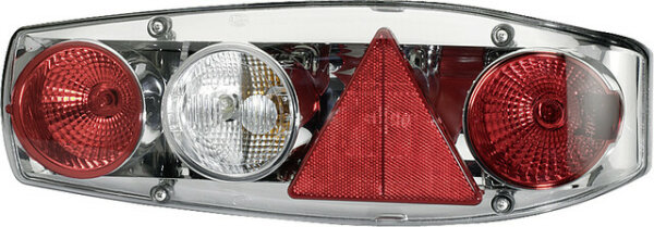 Feu arrière Caraluna II Plus chromium avec triangle catadioptre à gauche