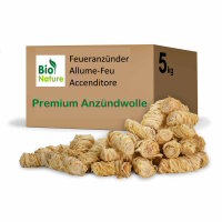Premium Anzündwolle BioNature Holzwolle 5 KG ca. 400...