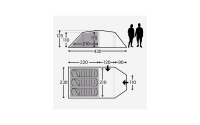 Kampa Mersea 3 Campingzelt mit Stangen für 3 Personen 430 x 230 x 125 cm