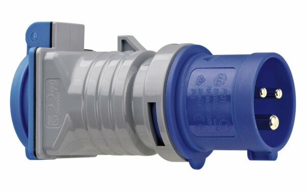 Brennenstuhl CEE Adapter 240V 16A auf Schuko 3 polig grau blau