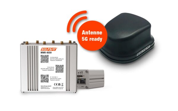 SELFSAT MWR 4550 ( 4G / LTE & WLAN Internet Router Komplettset bis 300 Mbps inkl. 4G / 5G ready Dachantenne)