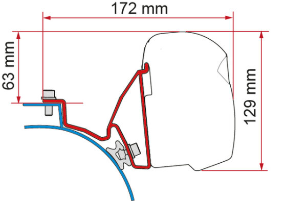 Adapterkit FIAMMA F43 van passend für VW T5/T6 o. C-Schiene Multivan, Caravelle LHD - Fb. deep black