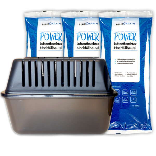 Dehumidifier box MEGA BLUECRAFT incl. 3x 1kg dehumidifier Granules in a fleece bag