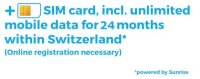 SIM Card Sunrise unlimited data plan 24 month for Keen...