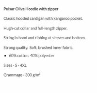 Pulsar Hoodie with Zipper olive, XXXL