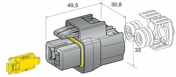 Steckgehäuse 2-pol. wassergesch. 6-16mm2