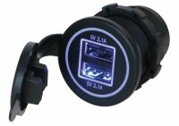 Einbausteckdose mit Gummideckel - 2 x USB-A