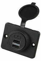Einbausteckdose mit flacher Montageplatte - 2 x USB-A