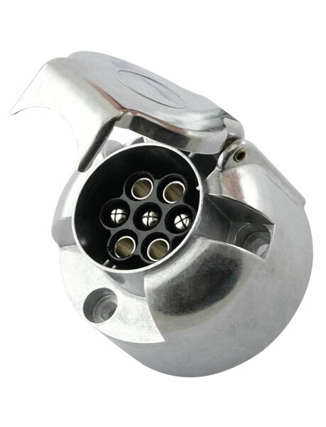 Anhängersteckdose 7-pol Alu, rund, Steckanschl.