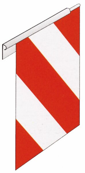 Fahne f. Hebebühne rt/ws Halter rechts