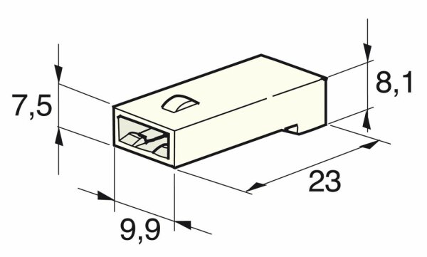 Flachsteckgehäuse 1-pol weiss. männl.