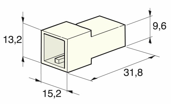 Flachsteckgehäuse 2-pol weibl.