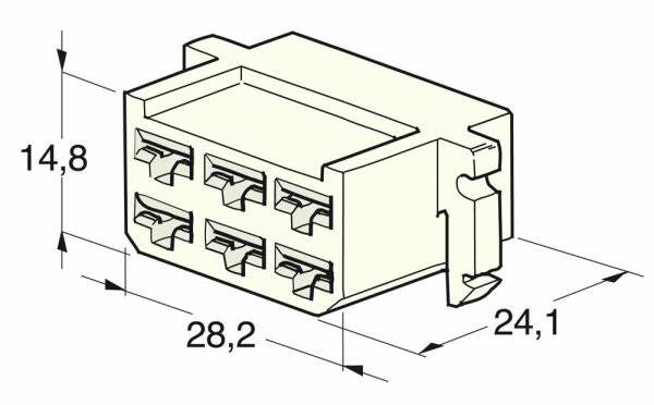 Flachsteckgehäuse 6-pol männl.