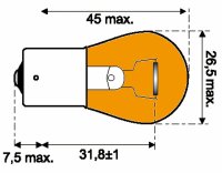 Osram Glühlampe Bau15s 12V 21W gelb