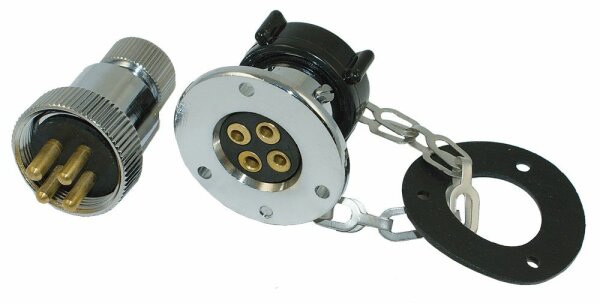 Hella Marine - fiche et prise 4 pôles, chromée