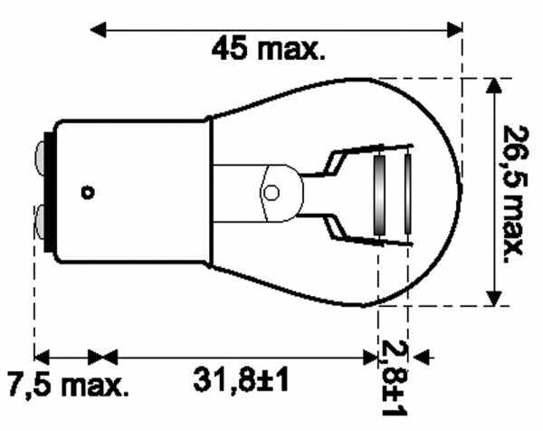 Glühlampe 12V 23/8W BAY15d