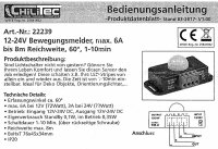 Bewegungssensor mit PIR-Sensor 12/24 V, 6 A