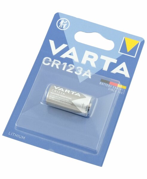 Cylindrical-Batterie Lithium CR123 A, Blister mit 1 Stk.